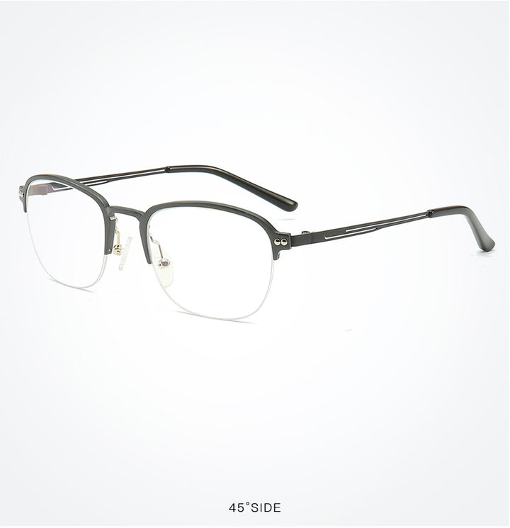 Hdcrafter Unisex Semi Rim Square Titanium Frame Eyeglasses 6097 Semi Rim Hdcrafter Eyeglasses   