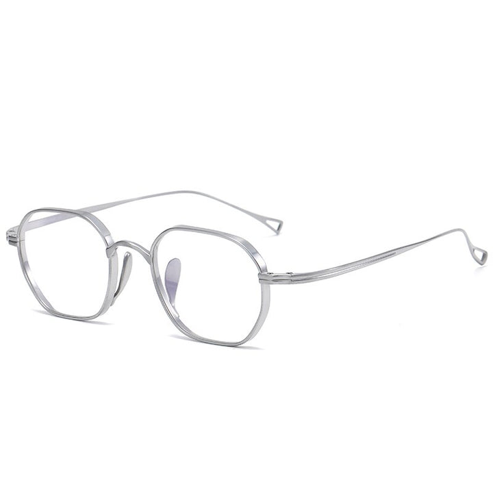 Muzz Unisex Full Rim Square Round Titanium Acetate Frame Eyeglasses 9917 Full Rim Muzz Silver  