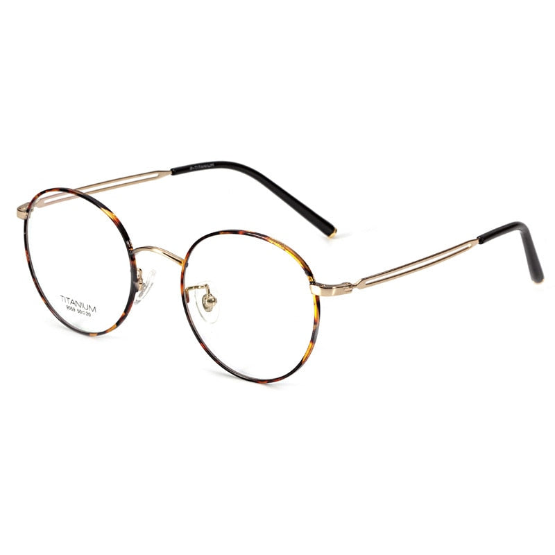 Women's Full Rim Round Titanium Frame Eyeglasses Lr9059 Full Rim Bclear   