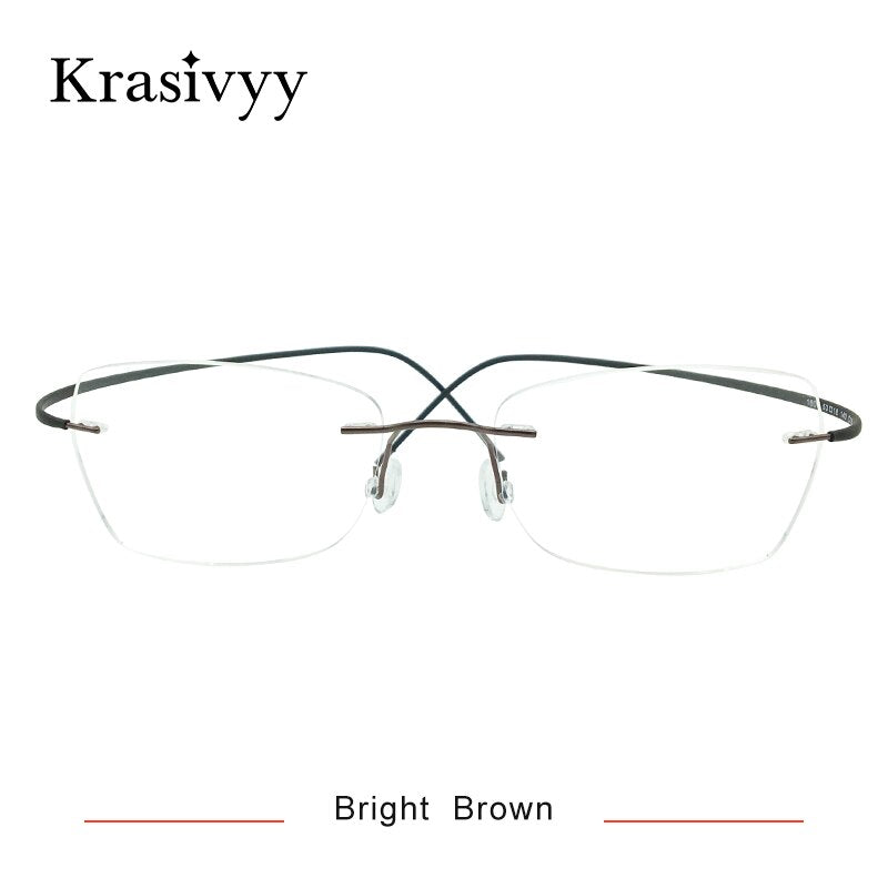 Krasivyy Unisex Rimless Square Oval Eyeglasses Kr6015 Rimless Krasivyy Bright Brown  