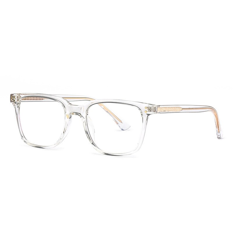 CCspace Unisex Full Rim Square Tr 90 Titanium Rivet Frame Eyeglasses 53104 Full Rim CCspace Clear  