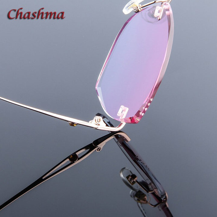 Chashma Ochki Women's Rimless Square Cat Eye Titanium Eyeglasses 99101 Rimless Chashma Ochki   