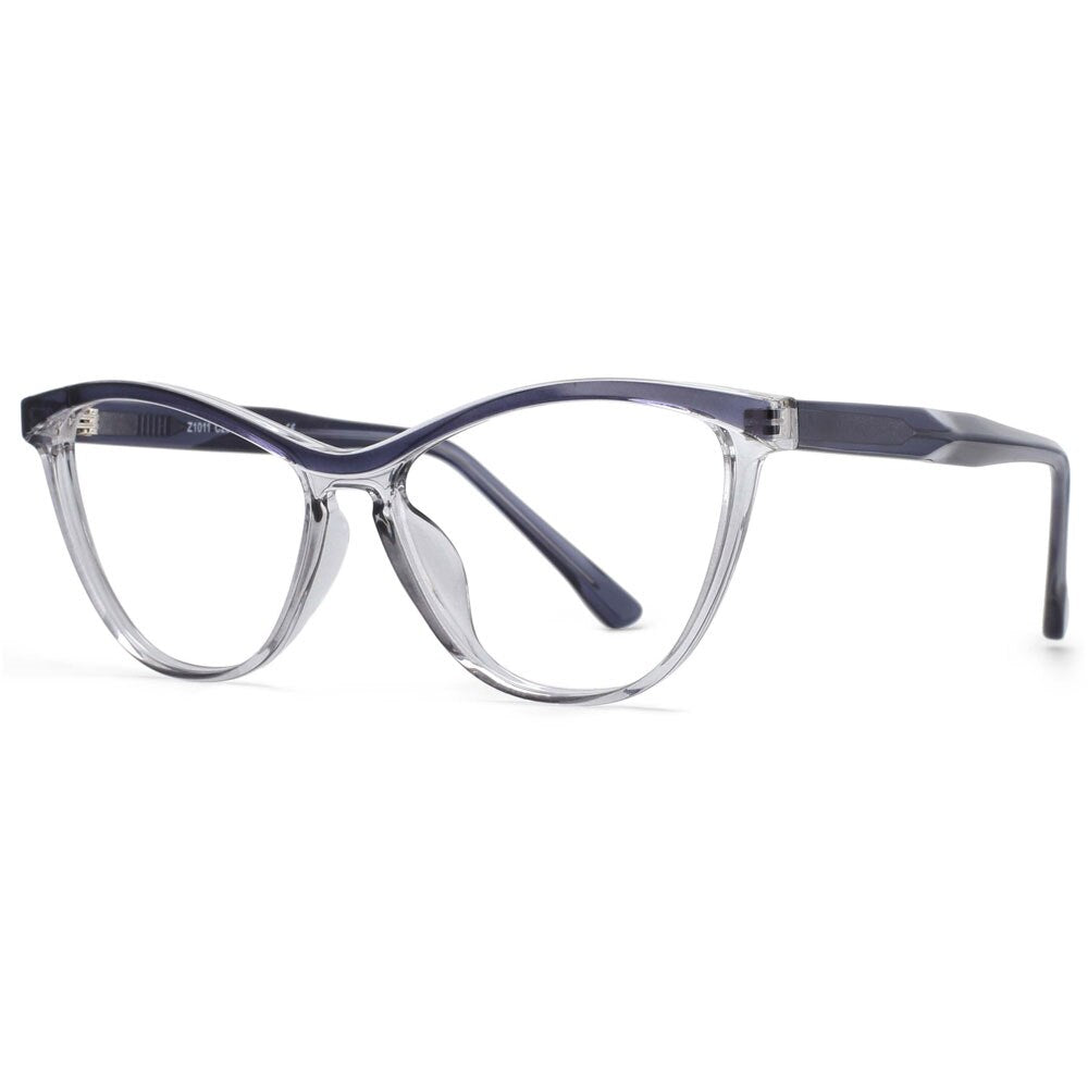 CCSpace Unisex Full Rim Square Cat Eye Tr 90 Titanium Frame Eyeglasses 53875 Full Rim CCspace Blue  