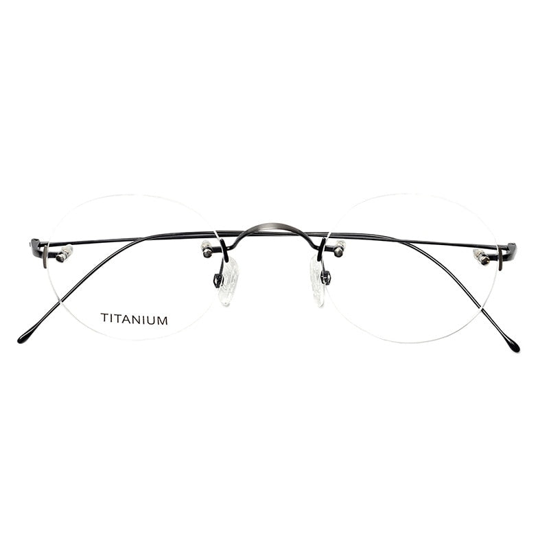 Hdcrafter Unisex Rimless Round Titanium Frame Eyeglasses 16035 Rimless Hdcrafter Eyeglasses   
