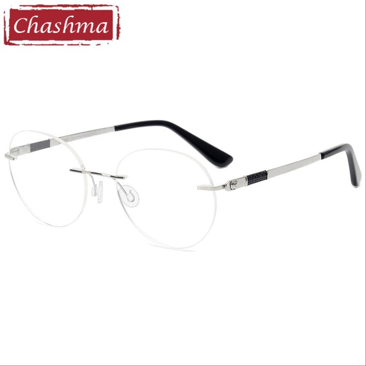 Chashma Ottica Men's Rimless Round Titanium Eyeglasses 5012 Rimless Chashma Ottica Silver  