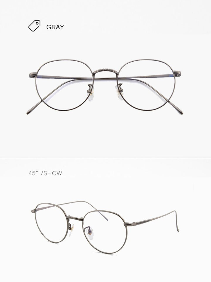 Aissuarvey Unisex Full Rim Round Titanium Frame Eyeglasses As116301 Full Rim Aissuarvey Eyeglasses   
