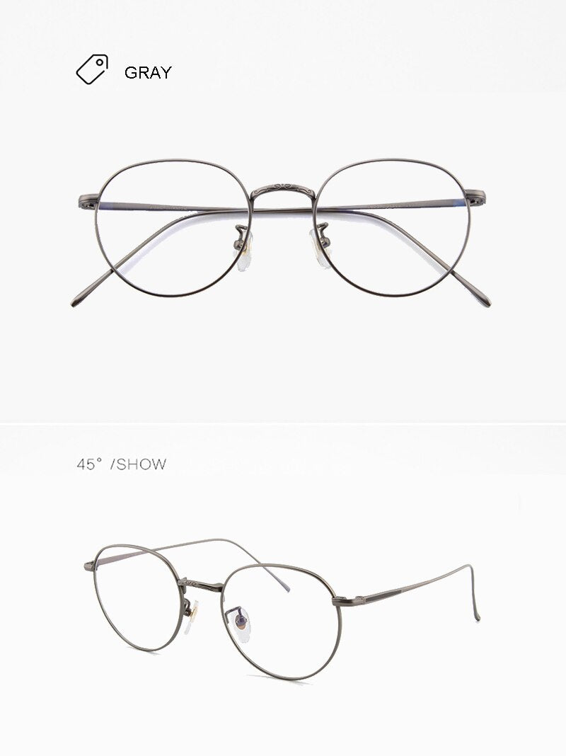 Aissuarvey Unisex Full Rim Round Titanium Frame Eyeglasses As116301 Full Rim Aissuarvey Eyeglasses gray  