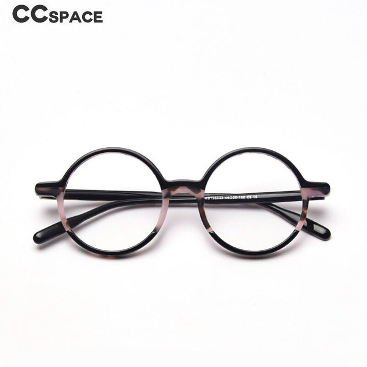 CCSpace Unisex Full Rim Round Acetate Frame Eyeglasses 49852 Full Rim CCspace   