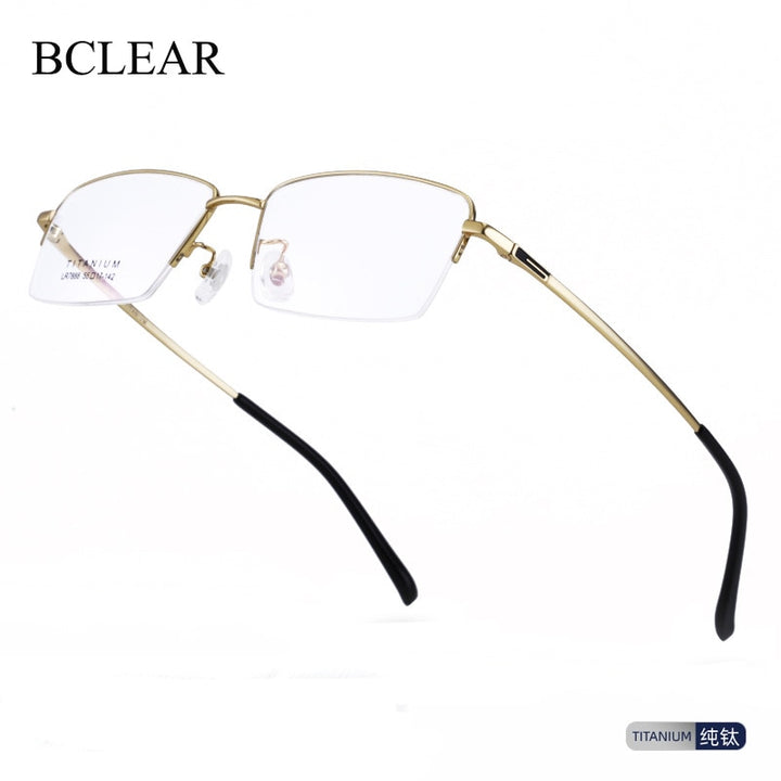 Men's Half Rim Titanium Frame Eyeglasses Lr7888 Semi Rim Bclear   