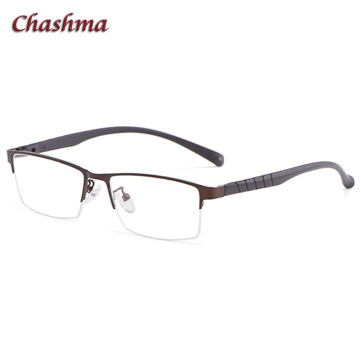 Chashma Ochki Semi Rim Unisex Square Alloy Eyeglasses 89033 Semi Rim Chashma Ochki Coffee  