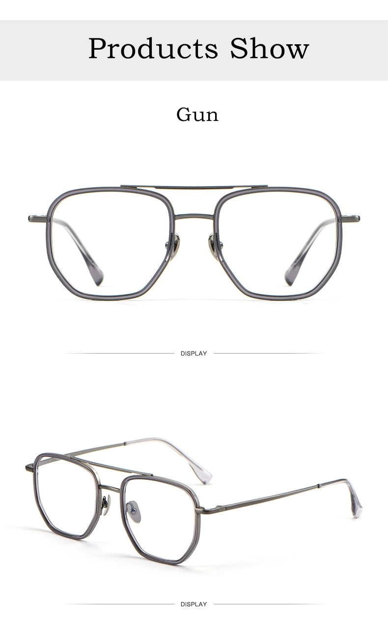 Yimaruili Unisex Full Rim Double Bridge β Titanium Frame Eyeglasses L1361 Full Rim Yimaruili Eyeglasses   