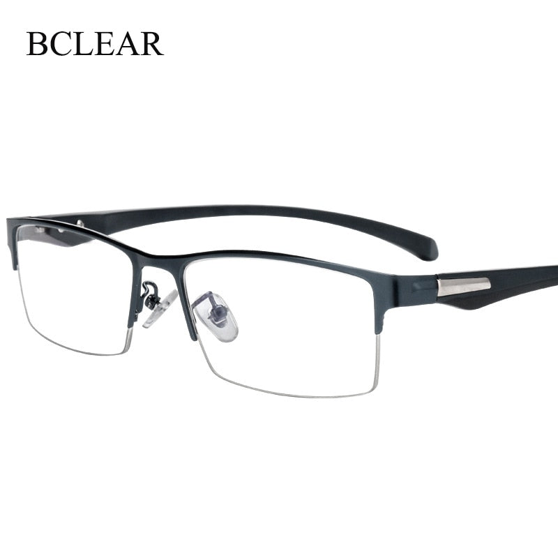 Bclear Men's Semi Rim Square Titanium Alloy Eyeglasses 66071 Semi Rim Bclear   