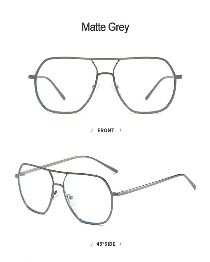 Hotony Unisex Full Rim Double Bridge Polygonal Alloy Frame Eyeglasses 60803 Full Rim Hotony   