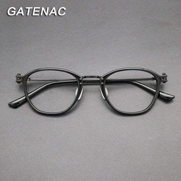 Gatenac Unisex Full Rim Square Titanium Acetate Frame Eyeglasses Gxyj697 Full Rim Gatenac   