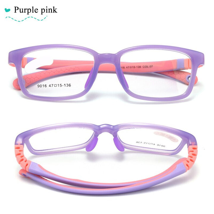 Bclear Children's Unisex TR 90 Titanium Full Rim Eyeglasses 9016 Full Rim Bclear purple pink  