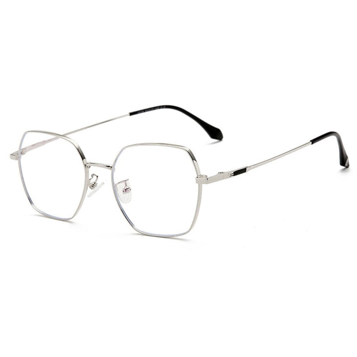 Hotochki Unisex Full Rim Alloy Frame Spring Hinge Eyeglasses 9339 Full Rim Hotochki Silver  