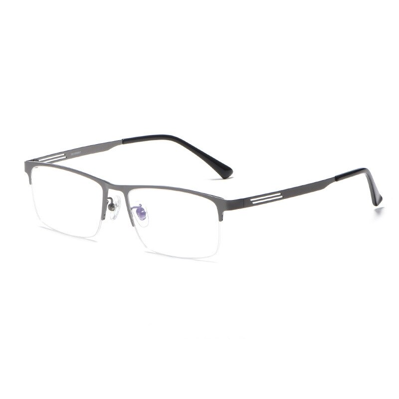 Yimaruili Men's Semi Rim Titanium Frame Eyeglasses F2322 Semi Rim Yimaruili Eyeglasses Gray  