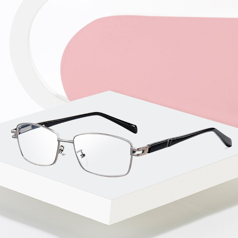 Hotony Unisex Full Rim Rectangular Alloy Frame Presbyopic Reading Glasses 9005 Reading Glasses Hotony   