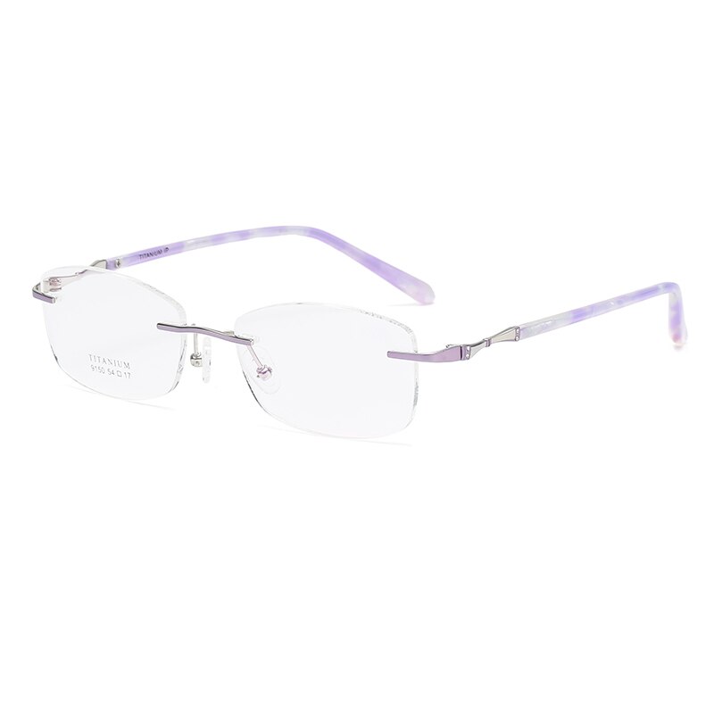 Zirosat 9150 Women's Eyeglasses Titanium Rimless Eyewear Diamond Trimmed Rimless Zirosat purple  