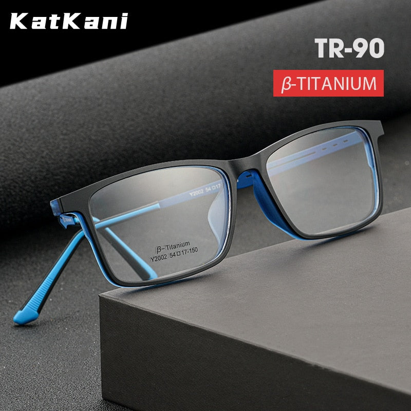 KatKani Men's Full Rim β Titanium TR 90 Resin Frame Eyeglasses Y2002 Full Rim KatKani Eyeglasses   