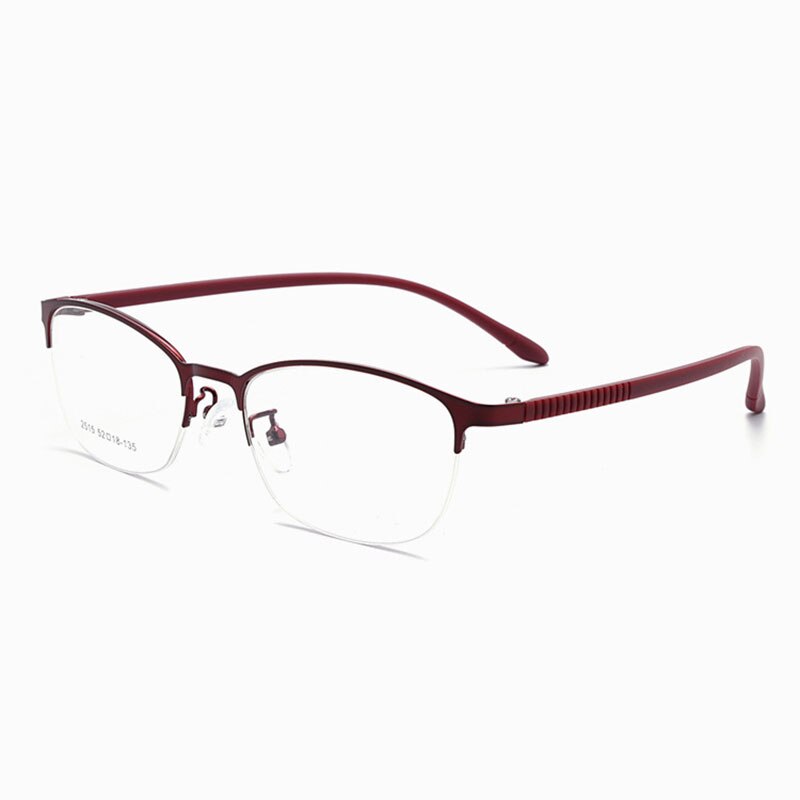 Hotony Unisex Full/Semi Rim Alloy Frame Eyeglasses 2516 Semi Rim Hotony Wine Red-Half Rim  