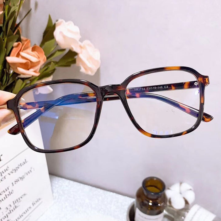 Women's Square TR90 Titanium Full Rim Frame Eyeglasses 1734-2 Full Rim Bclear C 3  