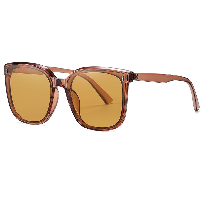 KatKani Unisex Full Rim TR 90 Resin Square Frame Polarized Sunglasses Tr6304 Sunglasses KatKani Sunglasses Brown Other 