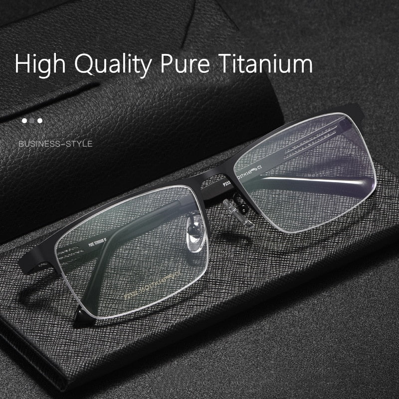 Yimaruili Men's Semi Rim Titanium Frame Eyeglasses F2322 Semi Rim Yimaruili Eyeglasses   