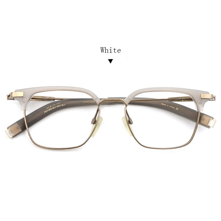 Hdcrafter Unisex Full Rim Square Titanium Frame Eyeglasses Ps7399 Full Rim Hdcrafter Eyeglasses White  