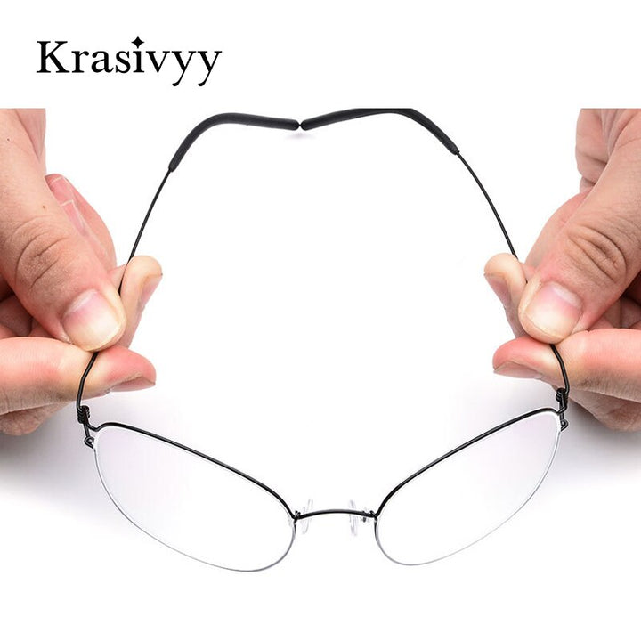 Krasivyy Women's Full Rim Round Screwless Titanium Alloy Eyeglasses Kr68618 Full Rim Krasivyy   