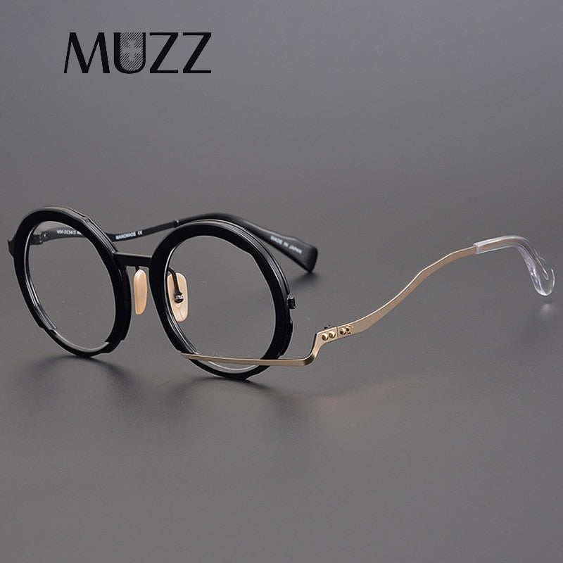 Muzz Men's Full Rim Round Ultem Titanium Frame Eyeglasses 0034 Full Rim Muzz   