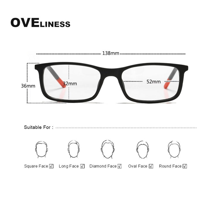 Oveliness Unisex Full Rim Square Tr 90 Titanium Eyeglasses 7252 Full Rim Oveliness   