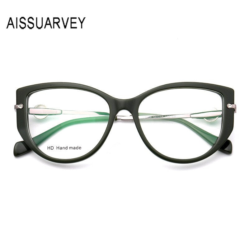Aissuarvey Acetate Full Rim Cat Eye Frame Metal Temple Womens Eyeglasses L4504 Full Rim Aissuarvey Eyeglasses C5 CN 