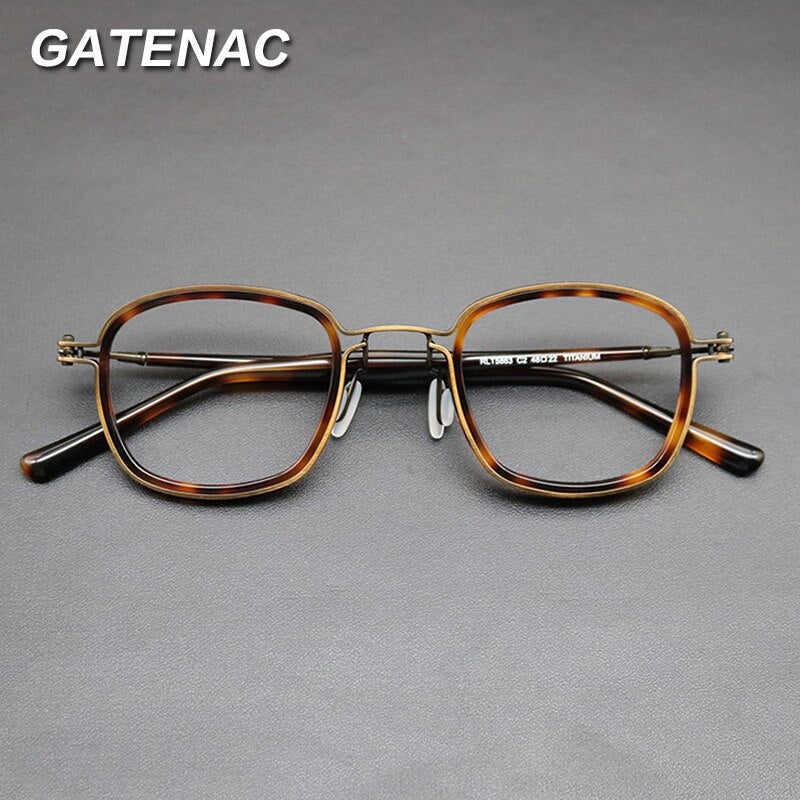 Gatenac Unisex Full Rim Round Titanium Acetate Frame Eyeglasses Gxyj667 Full Rim Gatenac   