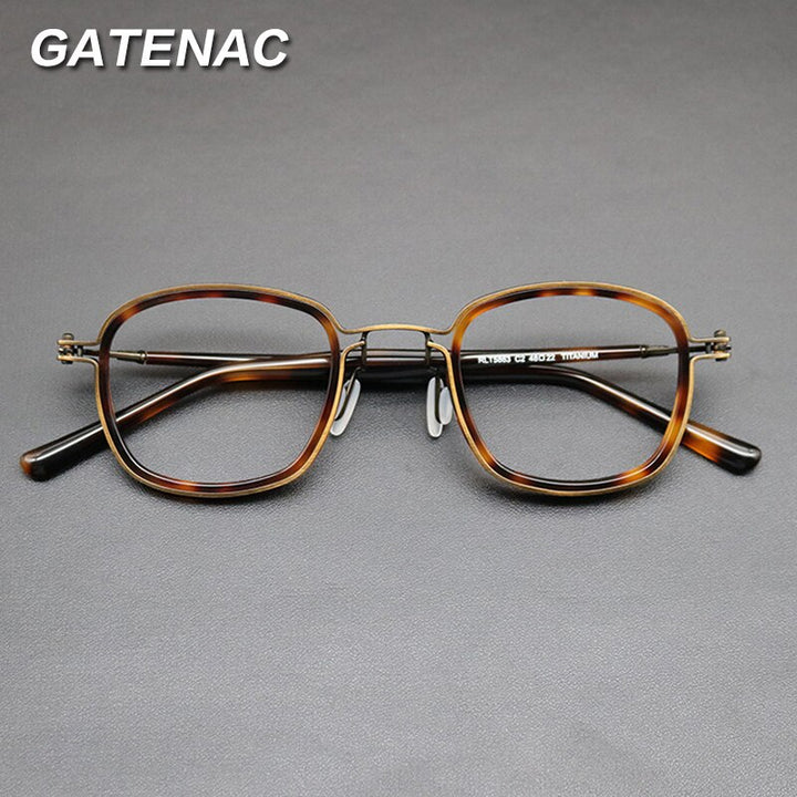 Gatenac Unisex Full Rim Round Titanium Acetate Frame Eyeglasses Gxyj667 Full Rim Gatenac   