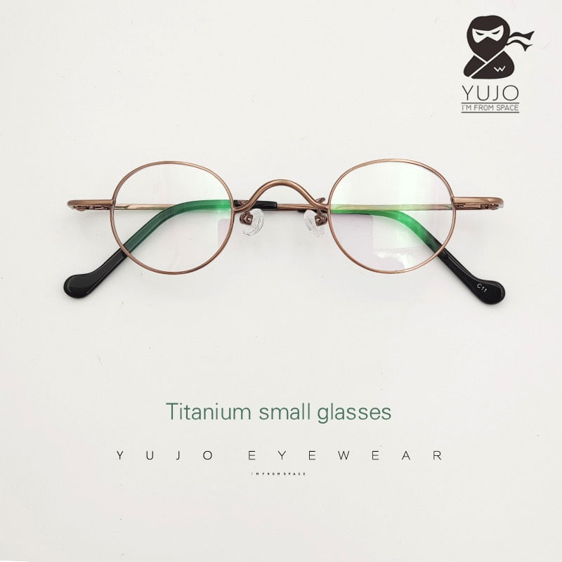 Unisex Oval Titanium Frame Eyeglasses Customizable Lenses Frame Yujo   