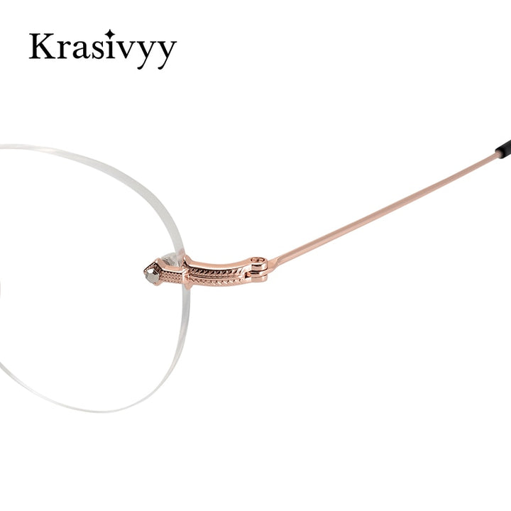 Krasivyy Women's Rimless Round Titanium Eyeglasses Kr16076 Rimless Krasivyy   