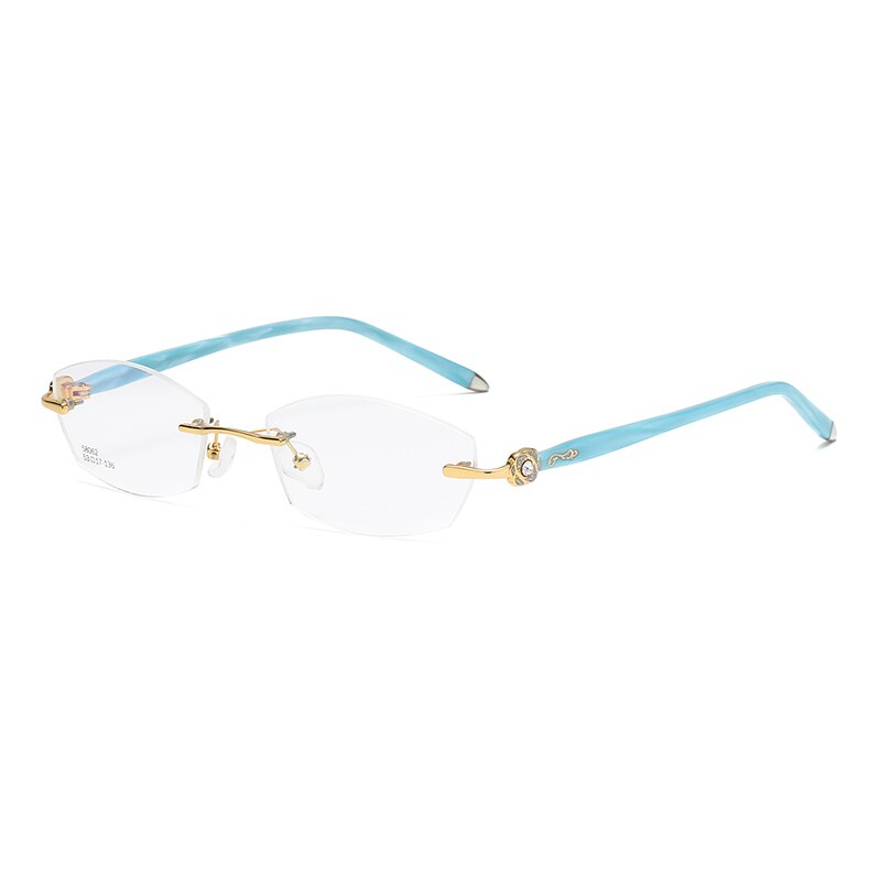 Zirosat 58062 Women's Eyeglasses Alloy Tint Lenses Diamond Cutting Rimless Titanium Rimless Zirosat golden blue  