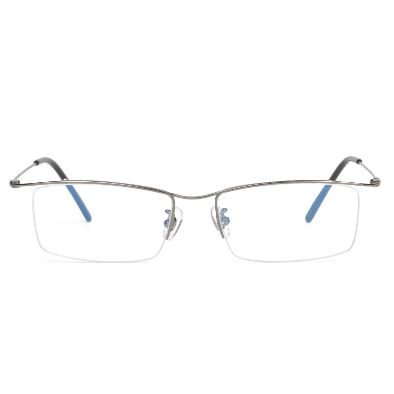 Reven Jate Men's Eyeglasses Browline Half Rim Titanium Ej1010 Spectacles Semi Rim Reven Jate grey  