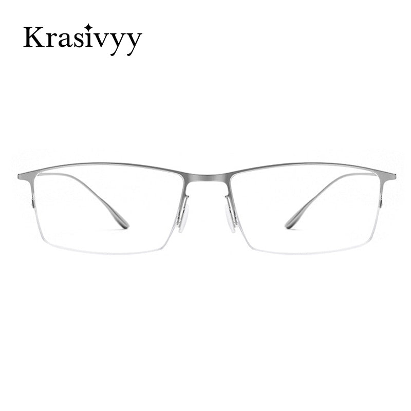 Krasivyy Men's Semi Rim Square Titanium Alloy Eyeglasses Kr62611 Semi Rim Krasivyy   