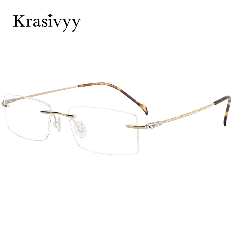 Krasivyy Men's Rimless Square Titanium Eyeglasses Kr16074 Rimless Krasivyy   