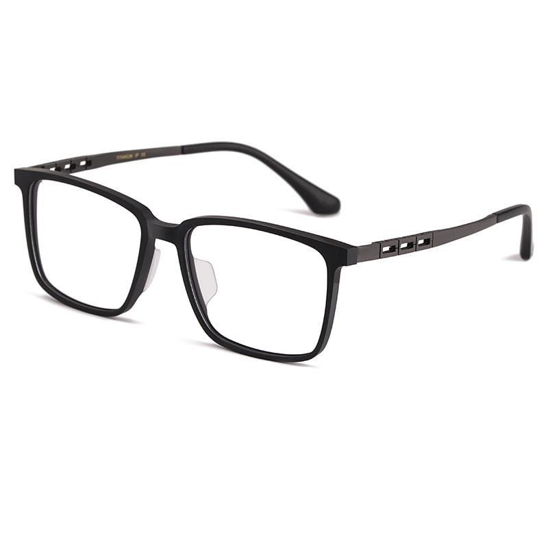 Yimaruili Men's Full Rim Titanium Frame Eyeglasses HT5022B Full Rim Yimaruili Eyeglasses Black Gray  