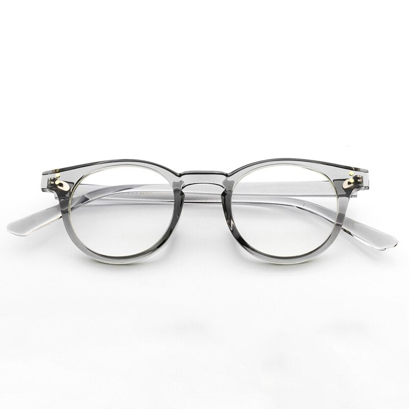 Unisex Eyeglasses Anti Blue Light Full Rim Round Acetate Frame Full Rim Bolluzzy gray  