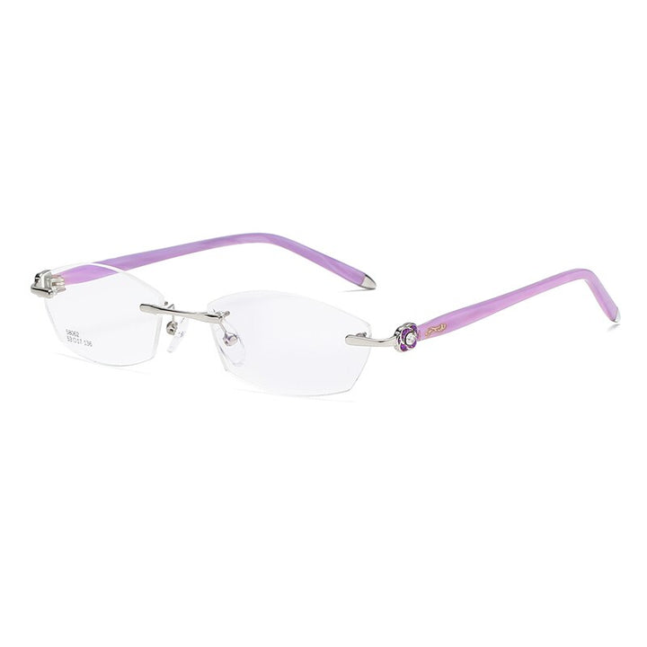 Zirosat 58062 Women's Eyeglasses Alloy Tint Lenses Diamond Cutting Rimless Titanium Rimless Zirosat silver purple  