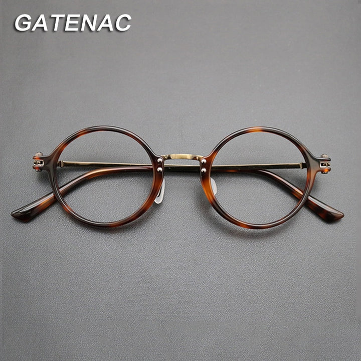 Gatenac Unisex Full Rim Round Titanium Acetate Frame Eyeglasses Gxyj696 Full Rim Gatenac   