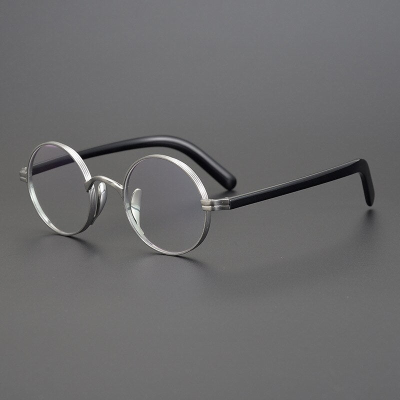 Gatenac Unisex Full Rim Round Acetate Titanium Frame Eyeglasses GXYJ350 Full Rim Gatenac 4  