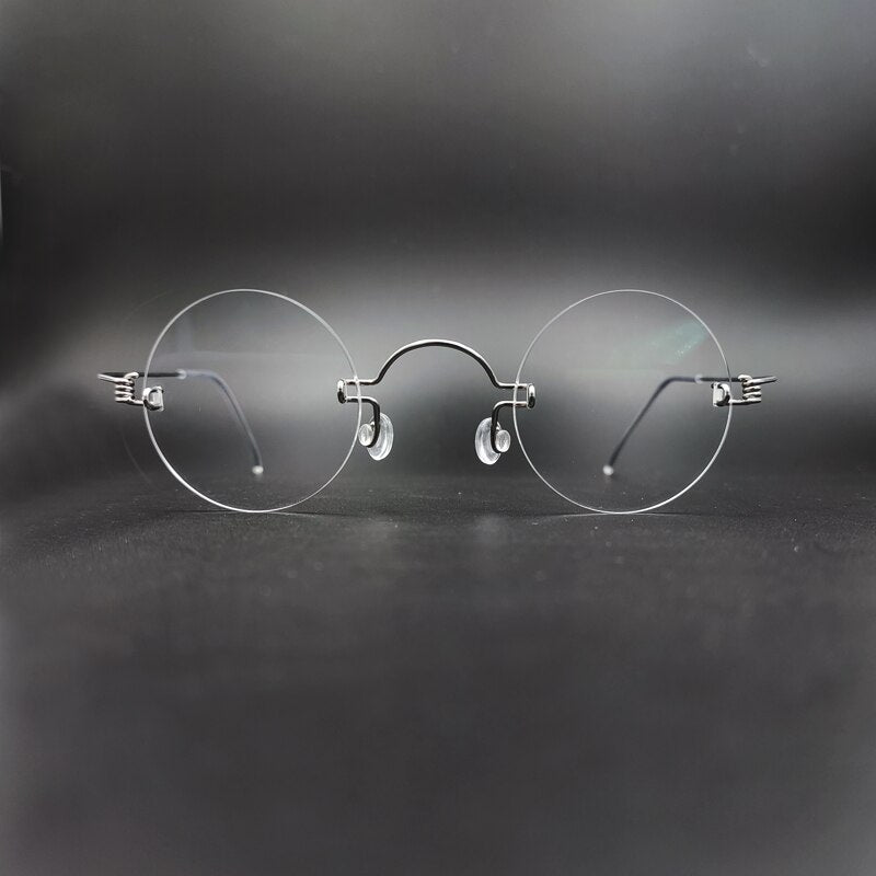 Yujo Unisex Round Rimless Stainless Steel Eyeglasses Y017 Rimless Yujo   