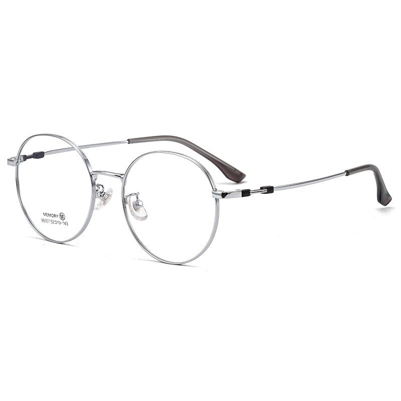 Yimaruili Unisex Full Rim Round β Titanium Frame Eyeglasses  86007YF Full Rim Yimaruili Eyeglasses Silver  