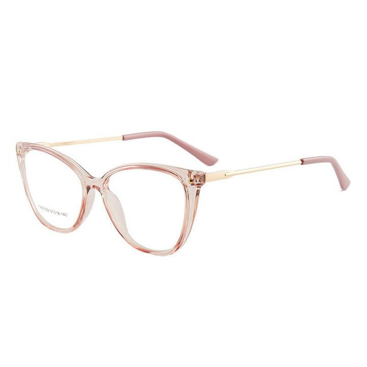 Hotony Woman's Full Rim Cat Eye TR 90 Resin Alloy Frame Eyeglasses 7008 Full Rim Hotony Pink  