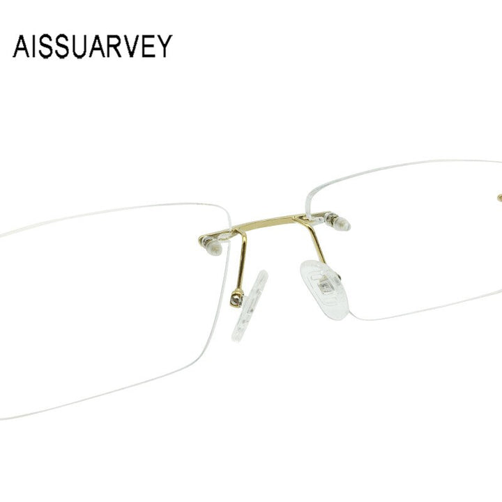Aissuarvey Rimless Rectangular Lens Titanium Frame Men's Eyeglasses Rimless Aissuarvey Eyeglasses   